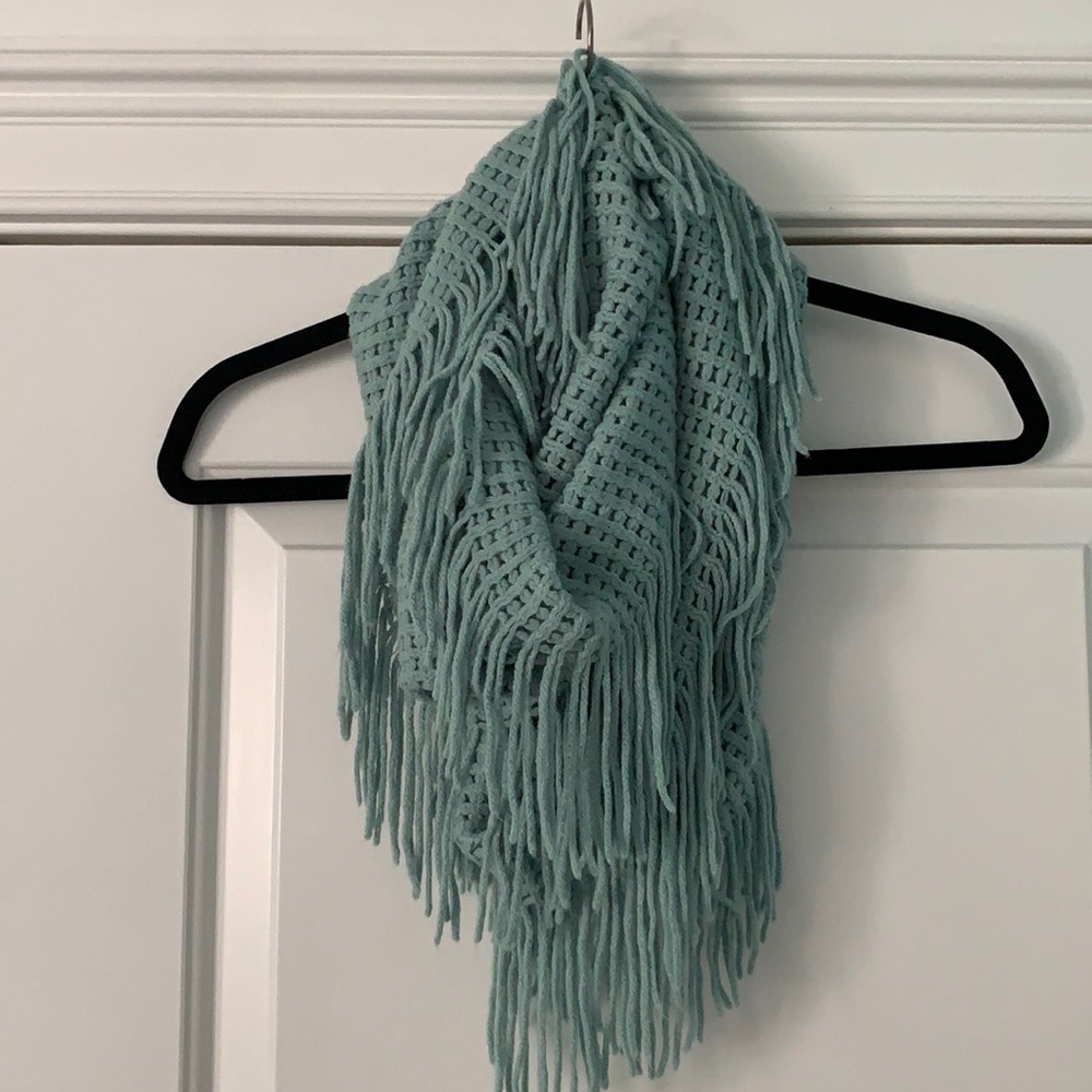 Light blue fringe scarf